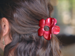 Large Flower Hair Clip glossy red