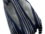 Double compartment school kit striped silver dark blue