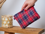 Tiny coton clutch bag tartan rouge