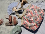 Pleated tote bag - Medium size cerise en fleur