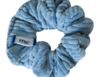Small scrunchie velours côtelé bleu