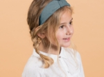Large Crossed Headband gaze pois or bleu gris