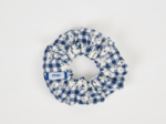Small scrunchie navy embroidered gingham