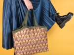 Pleated tote bag - Medium size ikat ocre