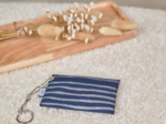 Keyring  wallet striped silver dark blue