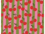 Cotton fabric ex2623 pink green striped cherries