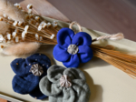 Mini Flower petal hair slide navy blue