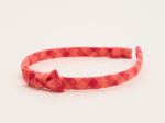 Thin headband coral red gingham