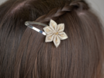 Star flower hairclip  glitter linen