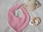 bandana bib gaze pois or rose thé