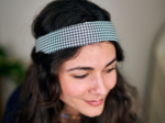 Wire headband retro vichy noir