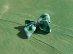 Mini bow tie clip green mint gingham