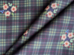 35cm coated fabric coupon tartan fleuri