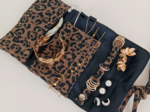 Jewelry pouch mocha quilted leopard