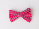Ribbon clip small  neon pink gingham