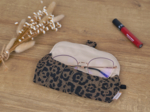 Glasses case mocha quilted leopard