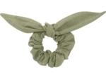 Bunny ear Scrunchie almond green with golden dots gauze