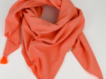 Pom pom scarf neon orange gingham