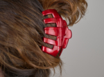 Large Rounded Hair Clip glossy red