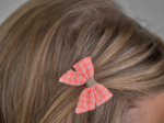 Mini bow tie clip neon orange gingham