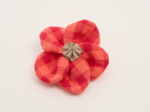 Flower petal hair slide small  coral red gingham