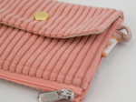 Zipper pouch card purse blush pink corduroy