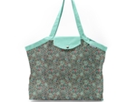Pleated tote bag - Medium size flower mentholated