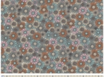 Coupon tissu 50 cm ex2420 green gray vintage flowers