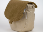 Flap of small shoulder bag brown large corduroy