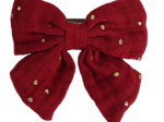 Bow tie hair slide gaze pois or grenat