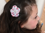 Flower petal hair slide small  rose grenadine