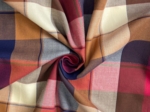 Cotton fabric ruby lurex tartan