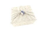 Furoshiki small 35 x 35 gaze pois or écru