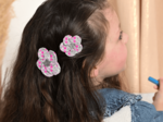 Mini Flower petal hair slide serenade fluo