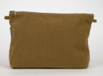 Cosmetic bag with flap brown large corduroy