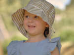 Sun hat adjustable-size T2 rayé or blanc