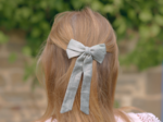 Medium ribbon hair clip  glitter linen