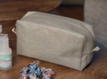 Rectangular toiletry bag golden linen