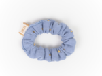 Mini Scrunchie gaze pois or bleu baltique