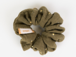 Small scrunchie gaze pois or kaki