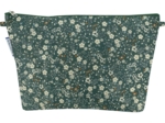 Cosmetic bag with flap fleuri kaki
