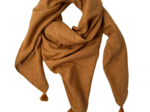 Pom pom scarf gaze pois or caramel