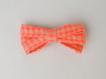 Ribbon clip small  neon orange gingham