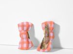 Small bows hair clips neon orange gingham