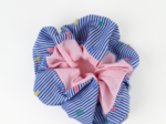 Large Two-Tone Scrunchie rayé plumetis - oxford rose
