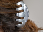 Large Rounded Hair Clip satin silver