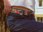 Narrow shoulder strap cerise en fleur