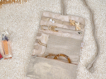 Jewelry pouch golden linen