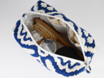Rectangular toiletry bag jacquard bleu