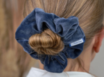 Scrunchie blue denim velvet